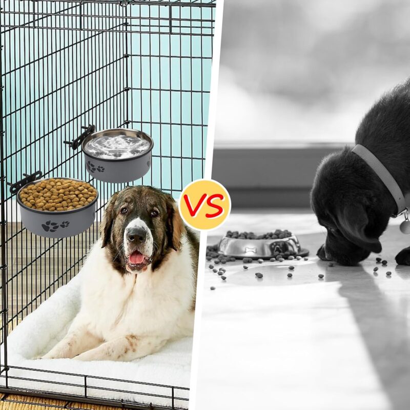 Stainless Steel Dog Crate Bowls Hanging No Spill 2 PCS - Adjustable Mountable Kennel Bowls for Medium/Large Dogs, Anti Spill Water & Food Bowl Set (Gray, M(5.5"+6.3")) - Image 6